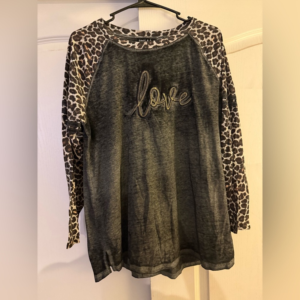 Leopard Print Long Sleeve “Love” Top